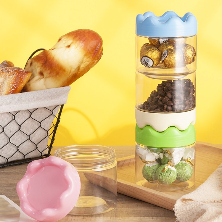 Plastic jars with crown lids Plastic jars with crown lids