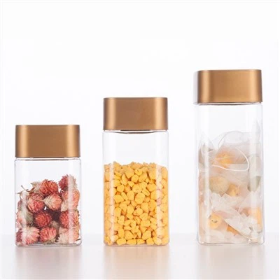 Balang Persegi Plastik Emas